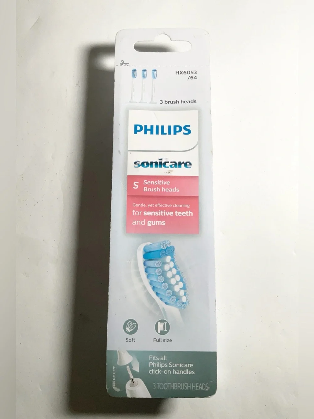 Philips Sonicare Toothbrush Heads for Sensitive Teeth, 3 Brush Heads, HX6053/64